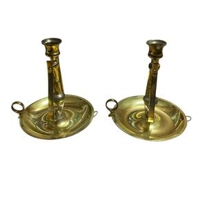 Vintage Pair Of Brass Self Balancing Nautical Wall/Table Candle Holders 8”tall